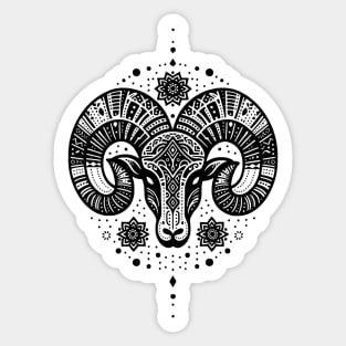 Ethnic Aries Zodiac Sign Mandala for Spirituality Enthusiasts Sticker